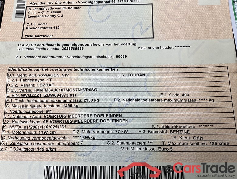 VOLKSWAGEN Touran Touran    Trendline 1.2 TSI  77 kW (105 ch) 6 vitesses manuel #6