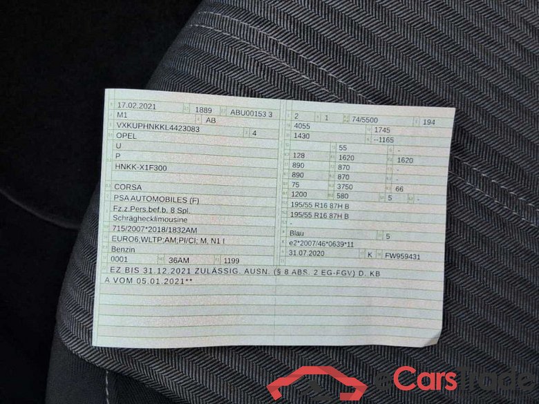 Opel Corsa F (2019->) DE - LimS5 1.2 Turbo EU6d, Edition (EURO 6d), 2019 - 2023 #5