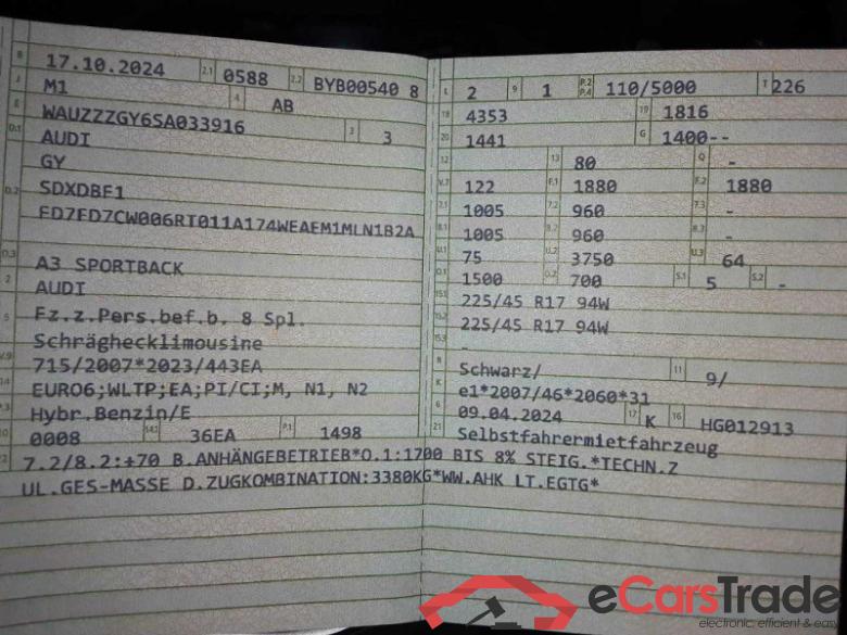 Audi A3 Sportback (8YF)(03.2024->) DE - LimS5 1.5 TFSI (MHEV) EU6e, Sportback S line, (Facelift) 2024 - 2025 #6