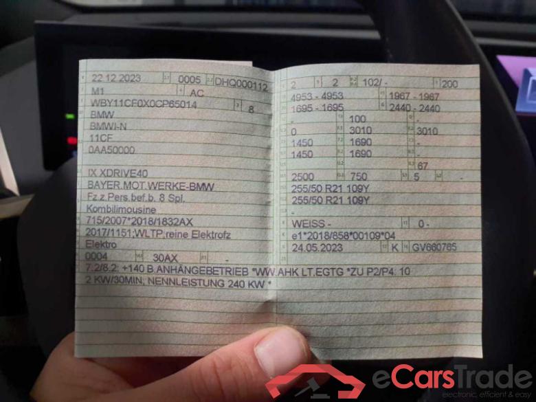 BMW iX (I20)(07.2021->) DE - SUV5 xDrive40, xDrive40 Sport, 2021 - 2024 #5